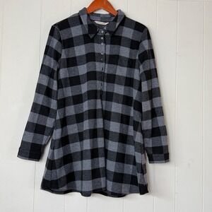 Soft Surroundings Womens Mad About Buffalo Plaid Tunic Grey Black Size XL